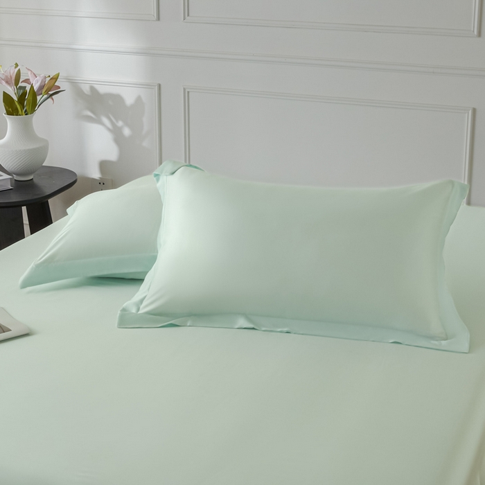 91家纺网 家纺一手货源 找家纺 涵宸2025新款天丝-天丝棉-纯色单枕套-场景1 枕套-空绿