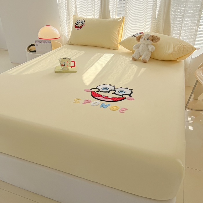 91家纺网 家纺一手货源 找家纺 （总）眠帛家居 2025新款A类水洗棉卡通毛巾绣单床笠