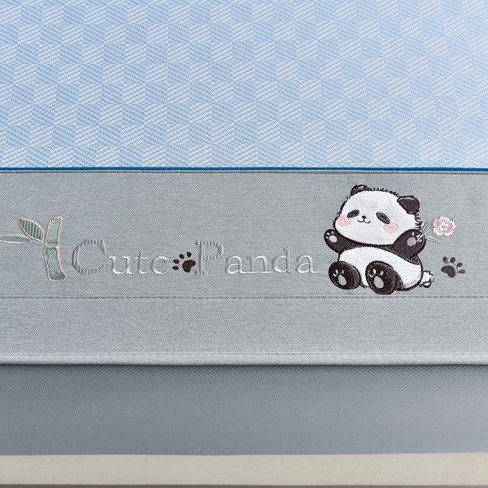 91家纺网 家纺一手货源 找家纺 小牛席业 2025新款棋盘格-熊猫凉感冰丝席系列（床笠款） 蓝色