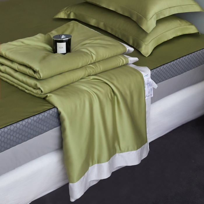 91家纺网 家纺一手货源 找家纺 A+爱家（纪梵茜） 2025新款纯色夏被四件套 冰岛绿