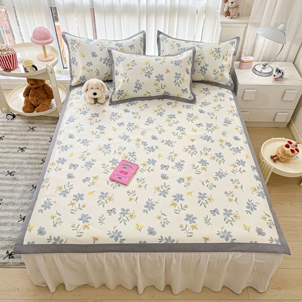 91家纺网 家纺一手货源 找家纺 （总）川悦生活 2025新款600D立体宽边冰丝印花凉席