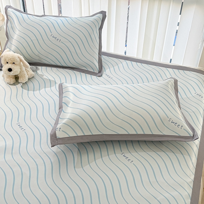 91家纺网 家纺一手货源 找家纺 川悦生活 2025新款600D立体宽边冰丝印花凉席 风起幸福