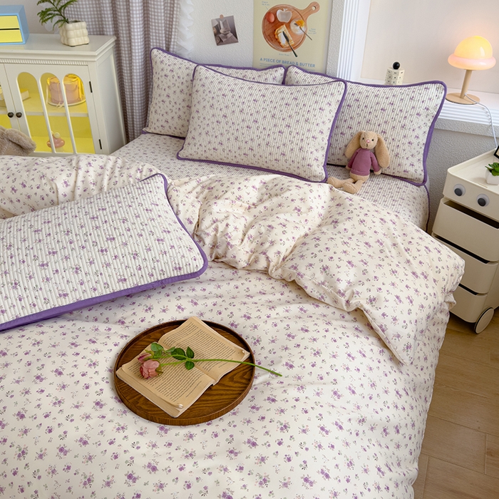 91家纺网 家纺一手货源 找家纺 赫梵茜 2025新款有氧针织双层纱单床盖床盖三件套床盖四件套 蕾拉小姐