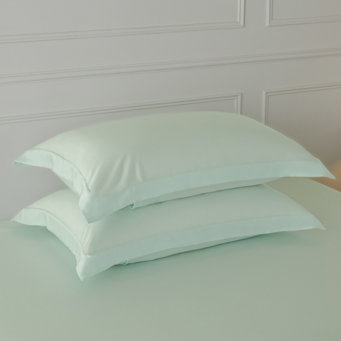 91家纺网 家纺一手货源 找家纺 涵宸2025新款天丝-天丝棉-纯色单枕套-场景1 枕套-空绿