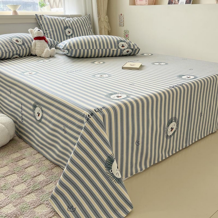 91家纺网 家纺一手货源 找家纺 新印象2025新款直角纯棉老粗布套件 床单款老粗布 -小狮子