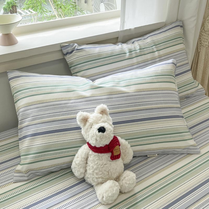 91家纺网 家纺一手货源 找家纺 新印象2025新款直角纯棉老粗布套件 床笠款 老粗布-伯爵 