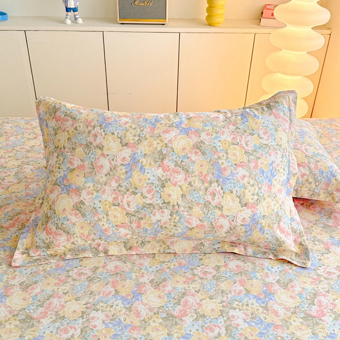 91家纺网 家纺一手货源 找家纺 绵庭家纺 2025新款12868全棉套件单品系列二单枕套 暖阳绿意