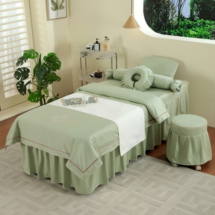 91家纺网 家纺一手货源 找家纺 千姿坊 2025新款床罩四件套-倾城 倾城-浅绿