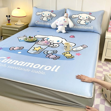 米帛家纺 2025新款大版三丽鸥碳光冰丝软凉席床笠款 糖果玉桂狗