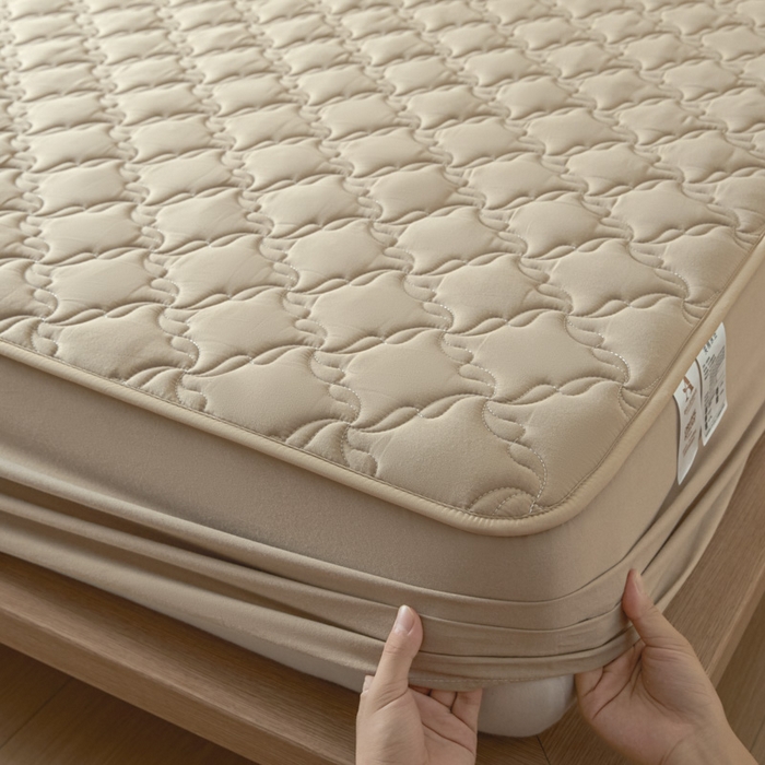 91家纺网 家纺一手货源 找家纺 雪云美2025新款全棉夹棉床笠13372斜纹A类纯棉床罩可定制尺寸-风车款 风车-健康驼