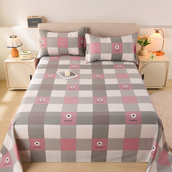 91家纺网 家纺一手货源 找家纺 润淳家居 2025新款老粗布三件套及单品 花格情 粉