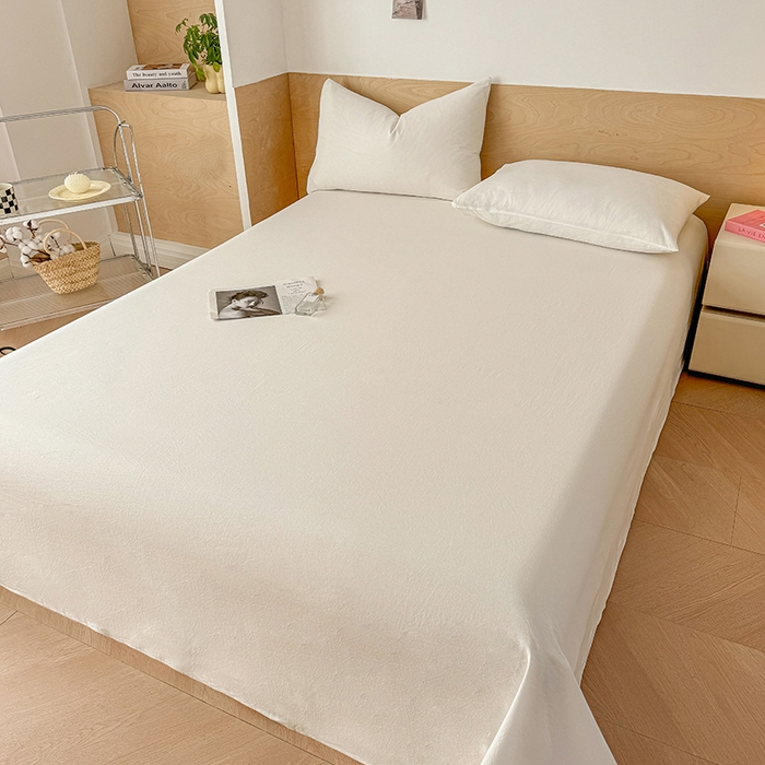 91家纺网 家纺一手货源 找家纺 晓时候 2025新款100%全棉色织水洗棉床单全棉床单纯棉床单 本白