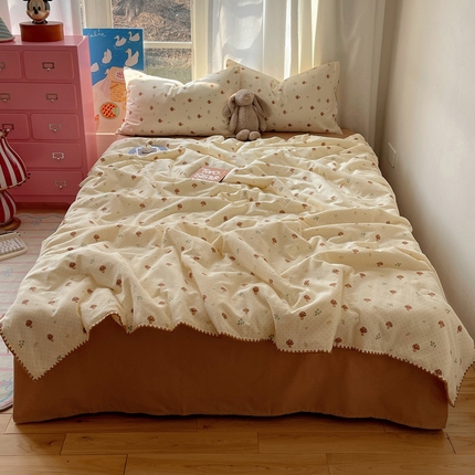 一加一 2025A类全棉有氧双层纱印花夏被 小蘑菇