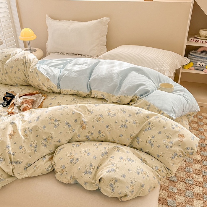 91家纺网 家纺一手货源 找家纺 绵庭家纺 2025新款12868全棉套件单品系列二单被套 雅园漫游-蓝