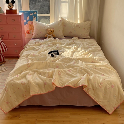 一加一 2025A类全棉有氧双层纱印花夏被 糖果猫