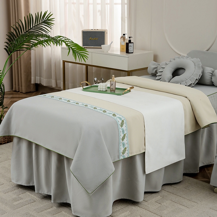 91家纺网 家纺一手货源 找家纺 千姿坊 2025新款床罩四件套-叶语 叶语-灰