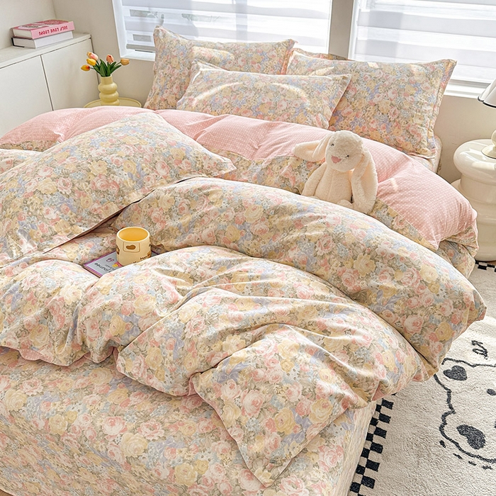 91家纺网 家纺一手货源 找家纺 绵庭家纺 2025新款12868全棉套件单品系列二四件套 暖阳绿意