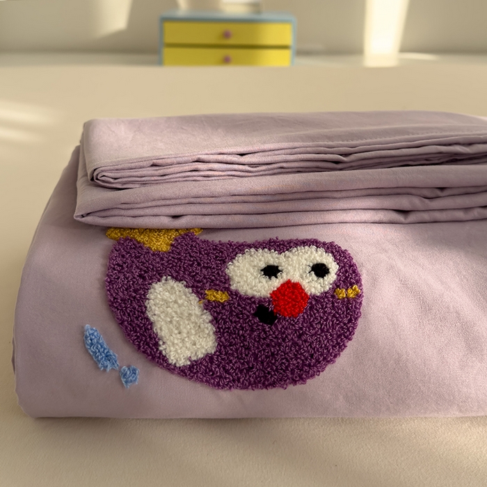 91家纺网 家纺一手货源 找家纺 曼谷家纺 2025新款软糯毛巾绣水洗棉床单床笠枕套纯色床单床笠枕套单品 茄子-紫色