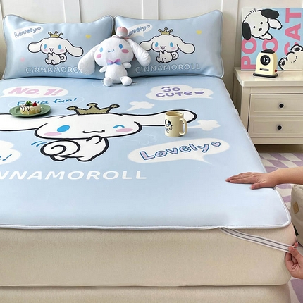 米帛家纺 2025新款大版三丽鸥碳光冰丝软凉席绑带款 皇冠玉桂狗