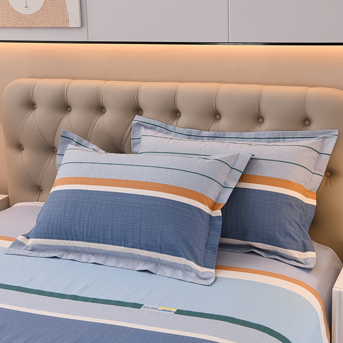 91家纺网 家纺一手货源 找家纺 润淳家居 2025新款老粗布三件套及单品 条致 蓝