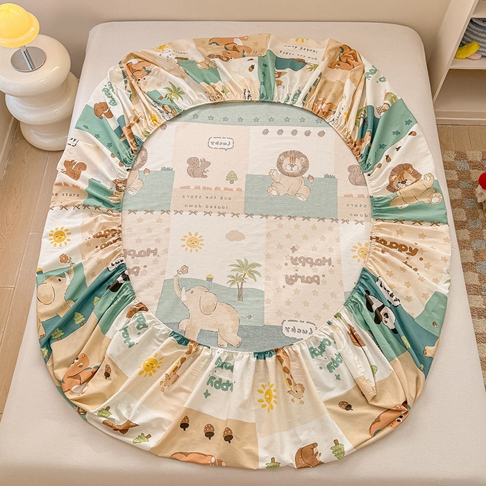 91家纺网 家纺一手货源 找家纺 2025新款12868全棉套件单品系列二单床笠 玩趣森林