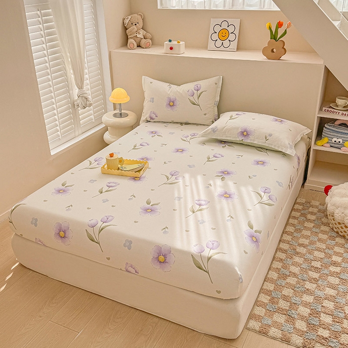 91家纺网 家纺一手货源 找家纺 2025新款12868全棉套件单品系列二单床笠 奇异花朵