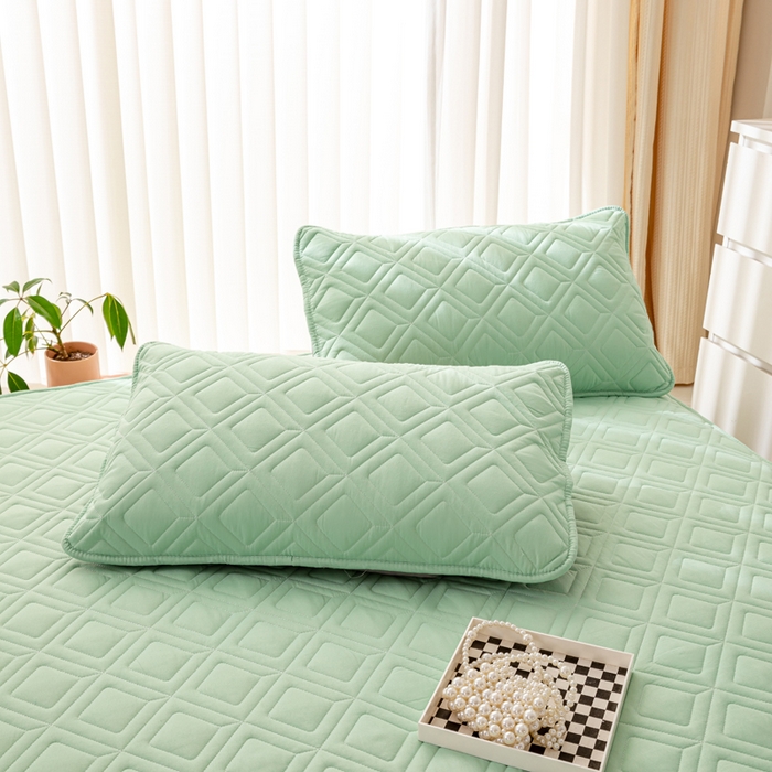 91家纺网 家纺一手货源 找家纺 云玲时尚 2025新款三防磨毛防水夹棉单人枕套 果绿