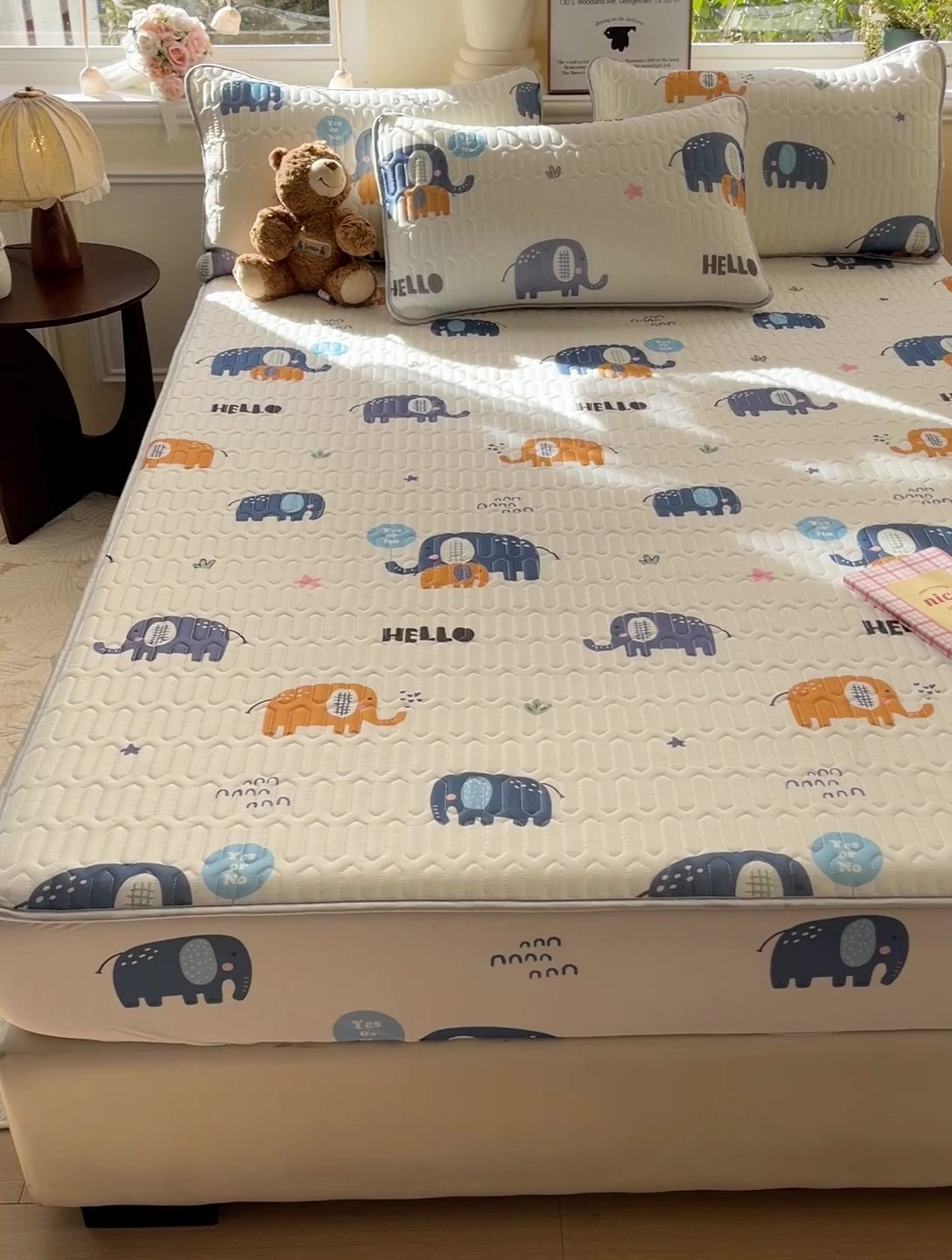 91家纺网 家纺一手货源 找家纺 富馨莱 2025新款A类凉感丝空气纤维凉席床笠款 可爱小像