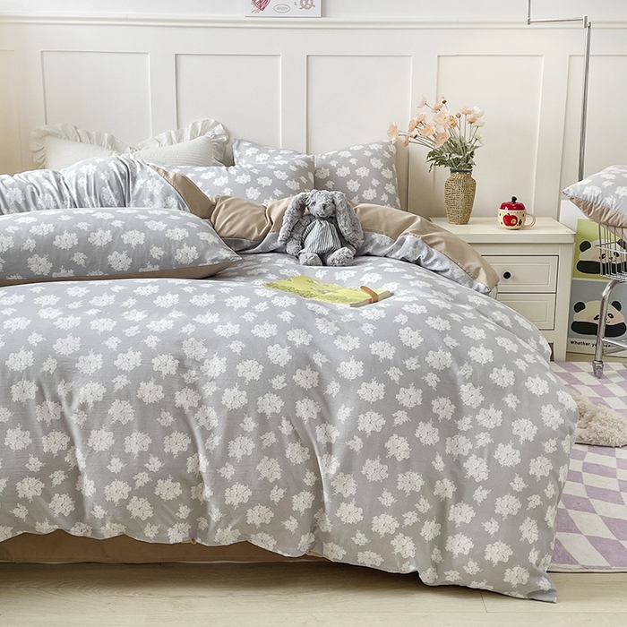 91家纺网 家纺一手货源 找家纺 汣沐生活 2025新款针织棉印花款四件套 时宜-咖