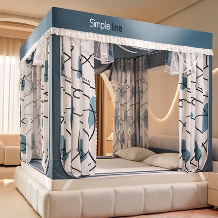 91家纺网 家纺一手货源 找家纺 锦逸家居 2025新款坐床式防摔遮光蚊帐 巴塞罗纳-遮光