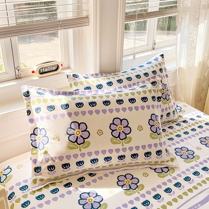 91家纺网 家纺一手货源 找家纺 （总）世爵2025春夏新款全棉纯棉印花小清新单品系列单枕套 枕套单件