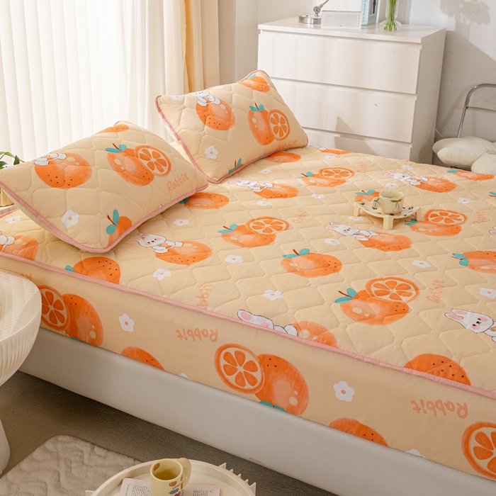 91家纺网 家纺一手货源 找家纺 云玲时尚 2025新款三防磨毛防水夹棉单人枕套 蜜橙兔