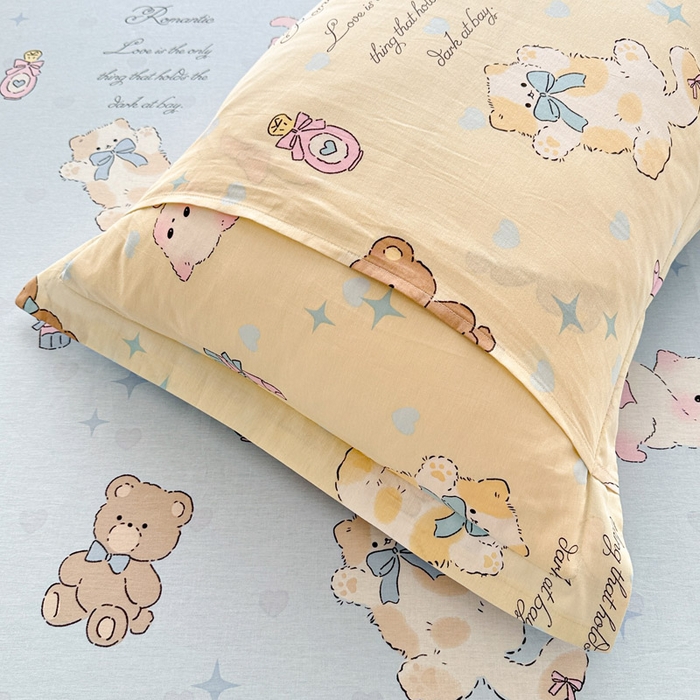 91家纺网 家纺一手货源 找家纺 绵庭家纺 2025新款12868全棉套件单品系列二单枕套 奶油阿布-蓝