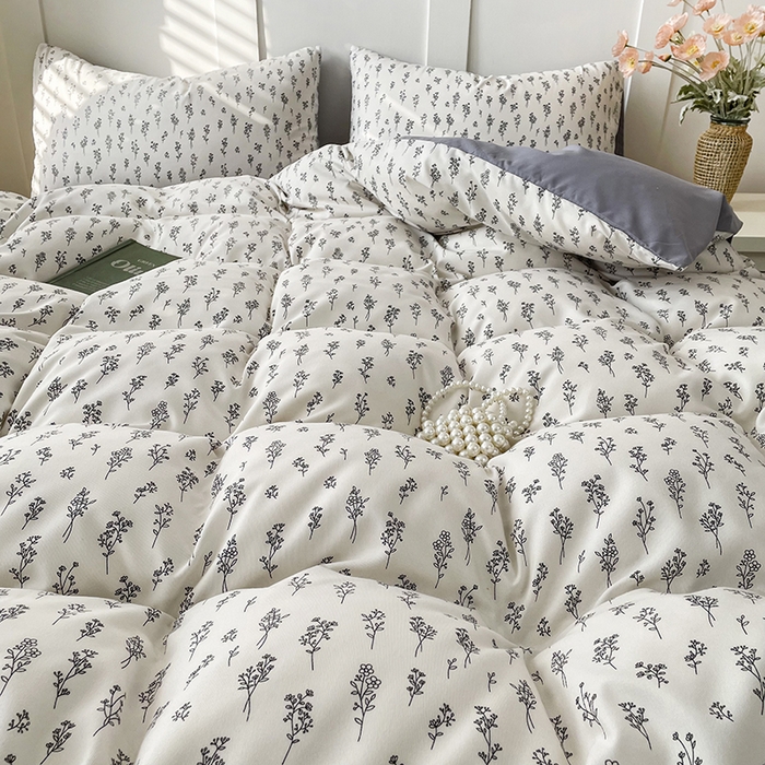 91家纺网 家纺一手货源 找家纺 汣沐生活 2025新款针织棉印花款四件套 小晴天