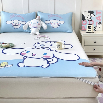 米帛家纺 2025新款大版三丽鸥碳光冰丝软凉席绑带款 彩虹玉桂狗