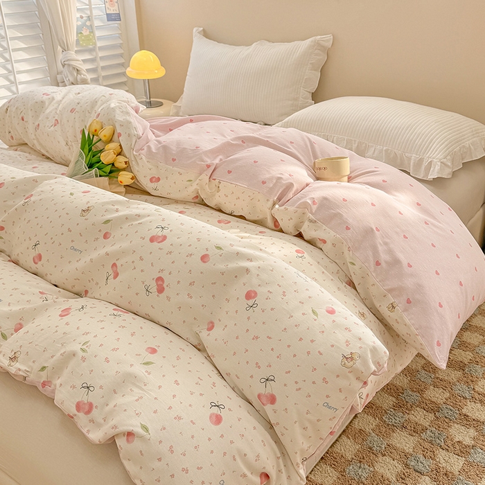 91家纺网 家纺一手货源 找家纺 绵庭家纺 2025新款12868全棉套件单品系列二单被套 樱桃甜宠