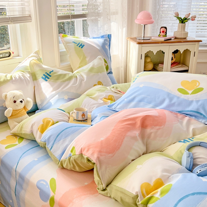 91家纺网 家纺一手货源 找家纺 世爵2025春夏新款全棉纯棉印花系列单床单 床单单件 天使之心