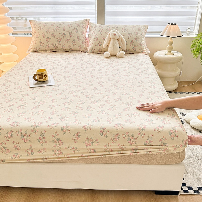 91家纺网 家纺一手货源 找家纺 2025新款12868全棉套件单品系列二单床笠 若薇