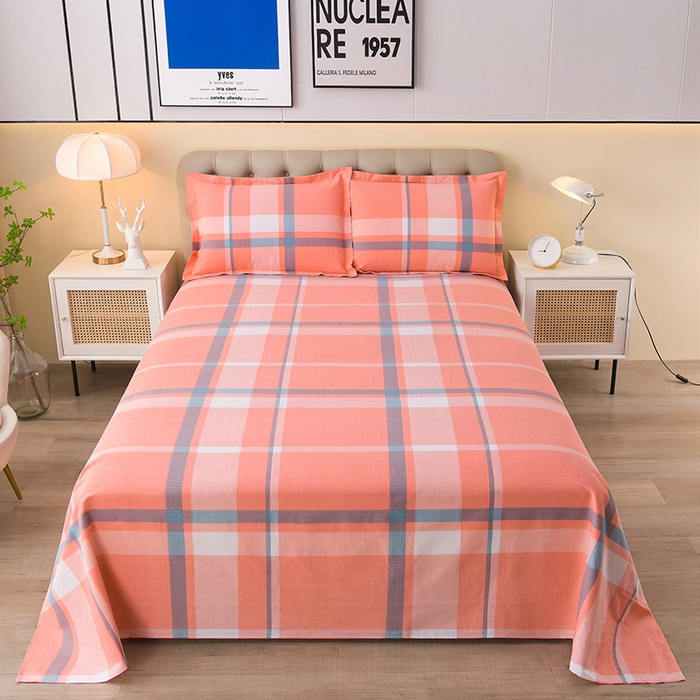 91家纺网 家纺一手货源 找家纺 润淳家居 2025新款老粗布三件套及单品 清意格 桔