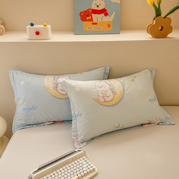 91家纺网 家纺一手货源 找家纺 绵庭家纺 2025新款12868全棉套件单品系列二四件套 月亮兔