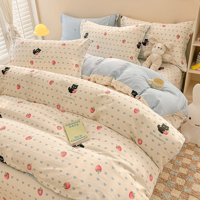 91家纺网 家纺一手货源 找家纺 绵庭家纺 2025新款12868全棉套件单品系列二四件套 甜心蜜趣