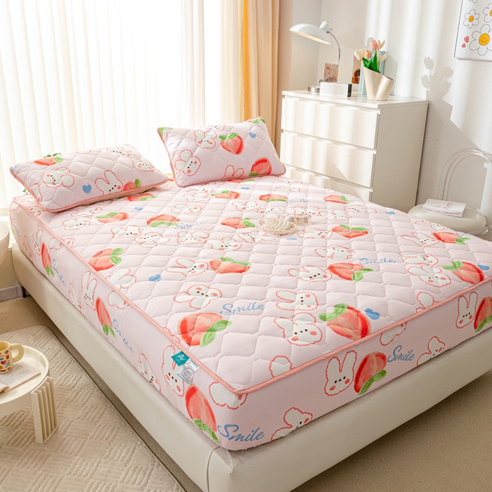 91家纺网 家纺一手货源 找家纺 云玲时尚 2025新款三防磨毛防水夹棉单人枕套 桃仙兔