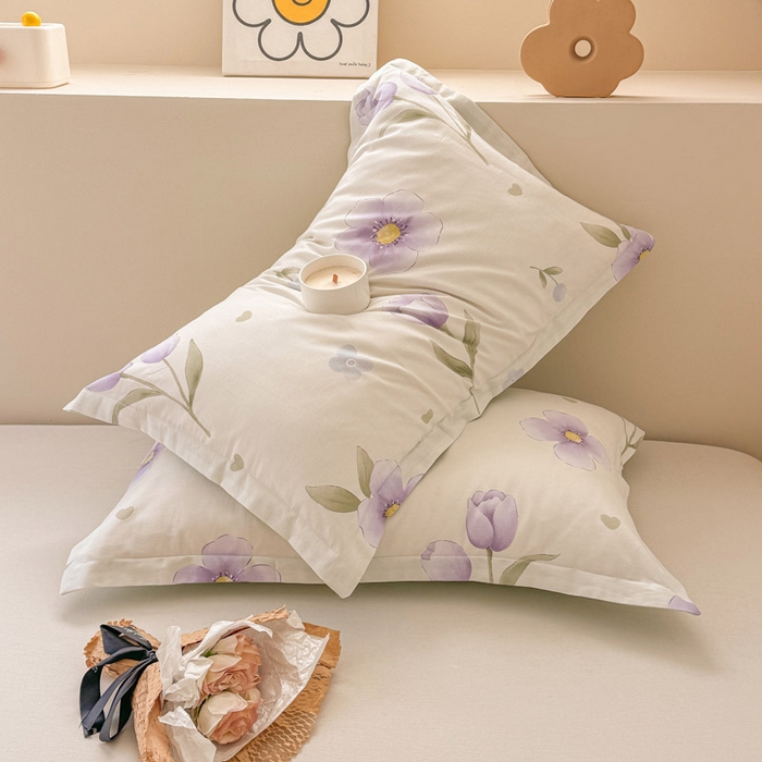 91家纺网 家纺一手货源 找家纺 绵庭家纺 2025新款12868全棉套件单品系列二单枕套 奇异花朵