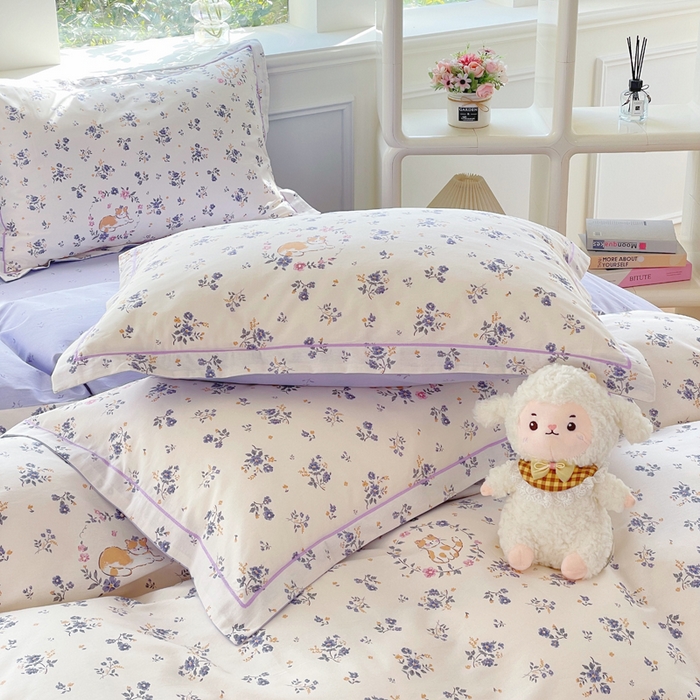 91家纺网 家纺一手货源 找家纺 铭博家纺 新款直播爆款网红全棉四件套13070印花吊边一字绣纯棉被套工艺款 茶派