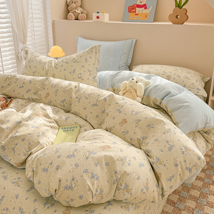 91家纺网 家纺一手货源 找家纺 绵庭家纺 2025新款12868全棉套件单品系列二四件套 雅园漫游-蓝