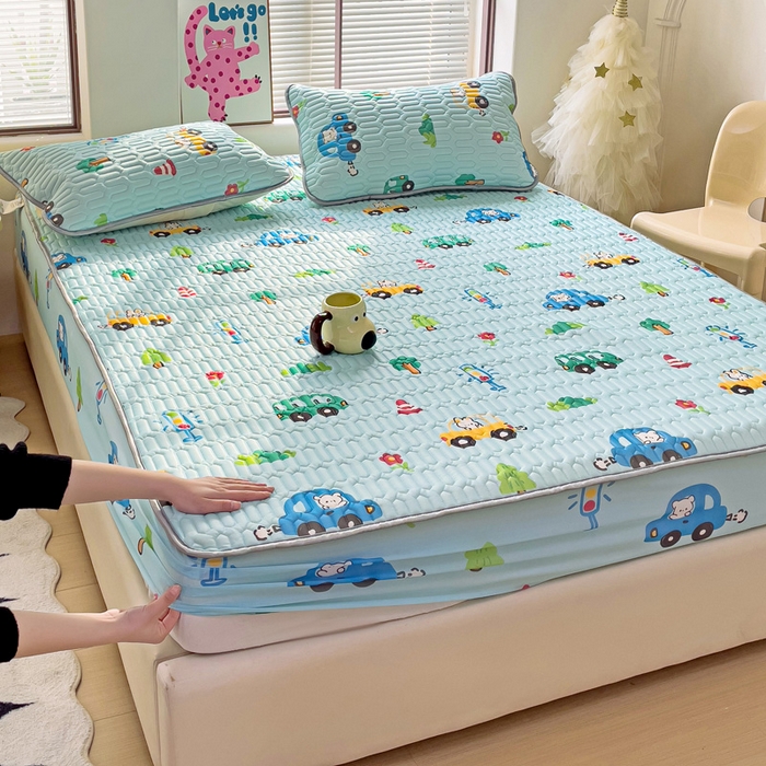 91家纺网 家纺一手货源 找家纺 富馨莱 2025新款A类凉感丝空气纤维凉席床笠款 小汽车