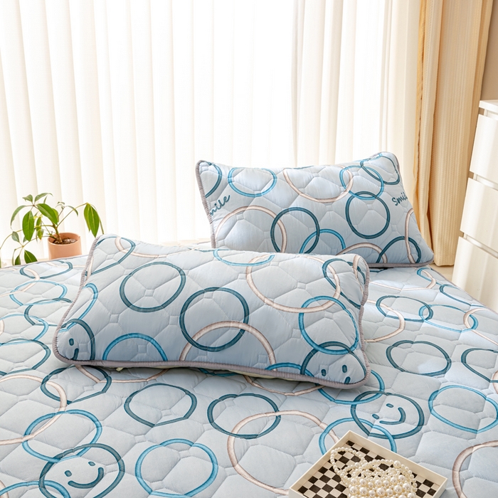 91家纺网 家纺一手货源 找家纺 云玲时尚 2025新款三防磨毛防水夹棉单人枕套 开心圆圈