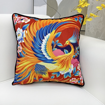91家纺网 家纺一手货源 找家纺 （总）爱家居 2025新款抱枕沙发新中式靠垫轻奢高级感靠枕床头大靠背正方形抱枕套卡通花卉