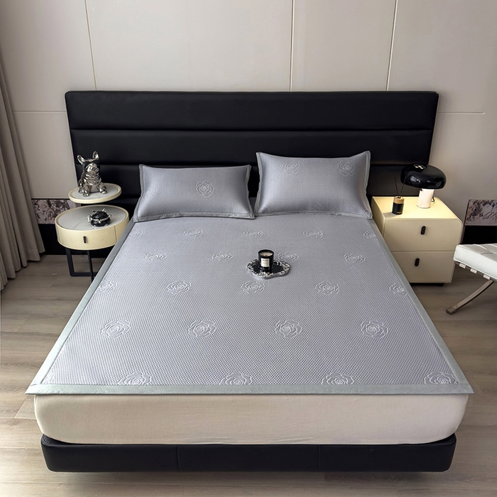 91家纺网 家纺一手货源 找家纺 欧邦 2025新款A类3D立体提花冰豆豆凉席 冰豆豆-高级灰