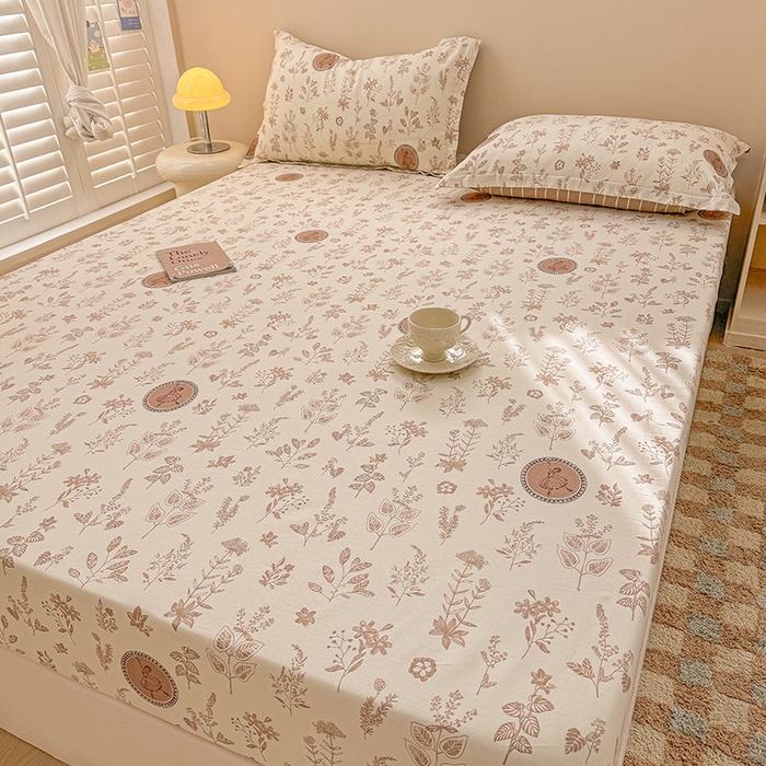 91家纺网 家纺一手货源 找家纺 2025新款12868全棉套件单品系列二单床笠 烟染秋色